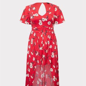 TORRID  Red Floral Challis Walk Though Romper